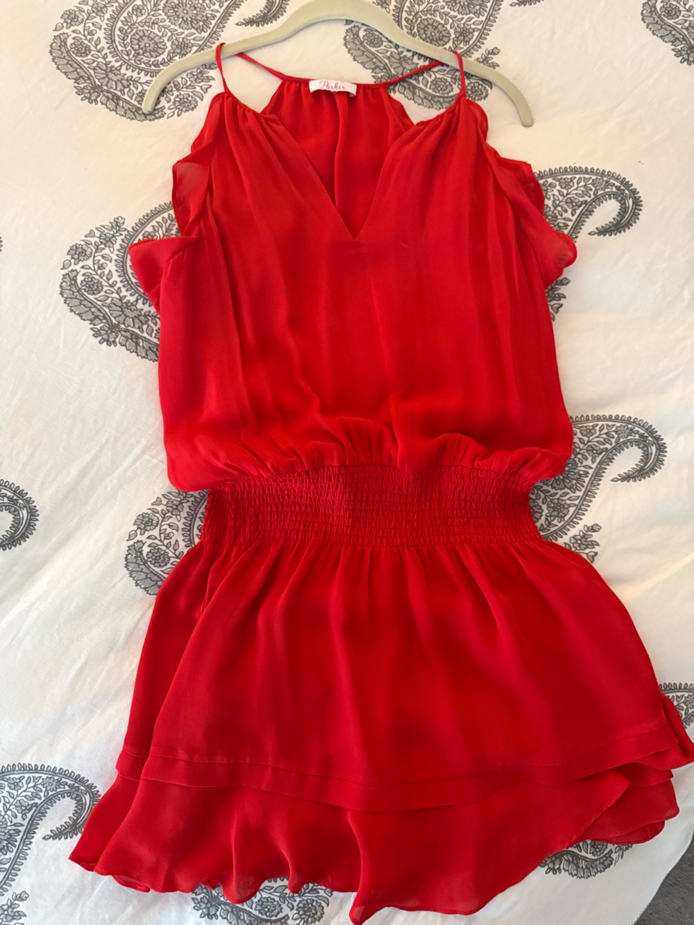 Parker Tomato Red Smocked Waist Dress